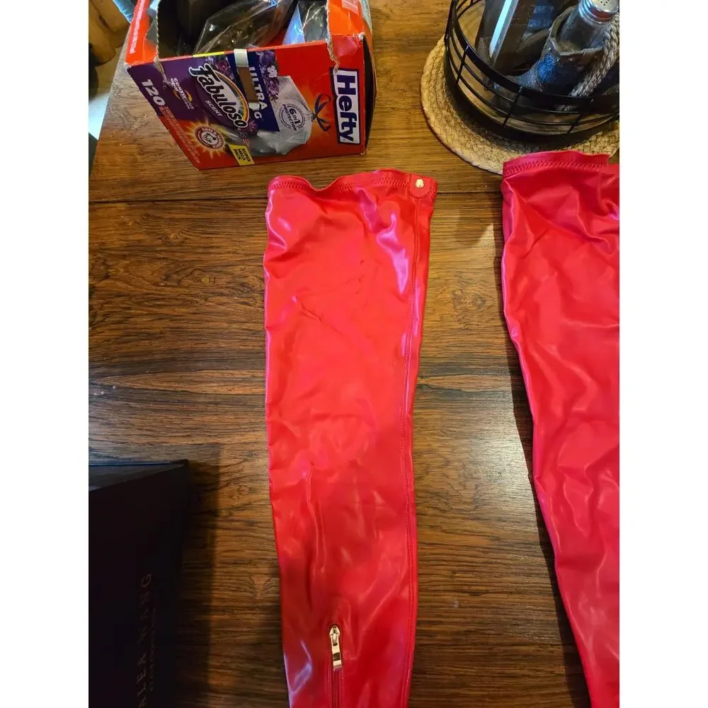 Azalea Wang Red Over Knees Boots Women's Size 8 - Picture 9 of 16